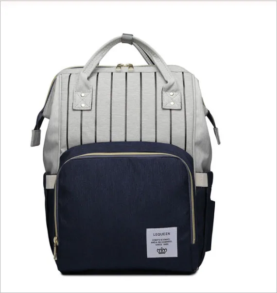 Большая вместительная сумка для подгузников, сумка для мам и мам, рюкзак для путешествий, сумка для кормления, сумка для ухода за ребенком, сумка для подгузников, модная сумка для мам - Цвет: Dark Blue Stripe
