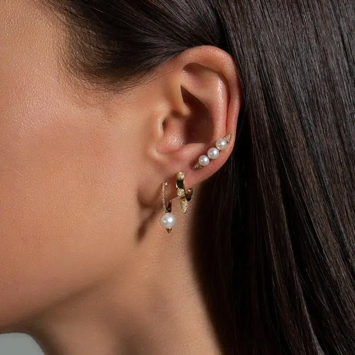 Великолепные женские модные серьги с заклепками 5 шт. фианитами геометрические в