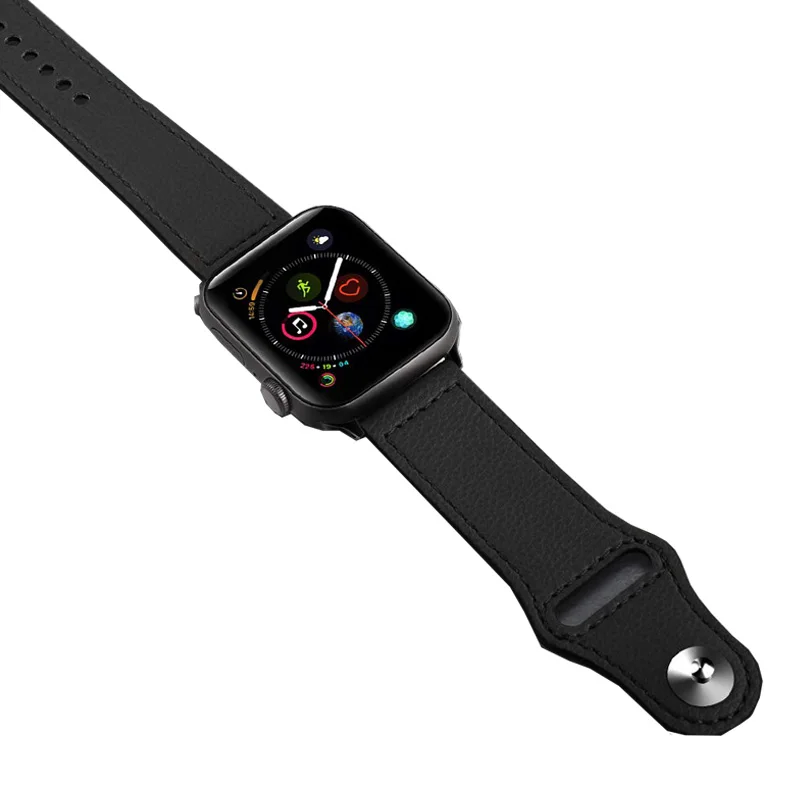 Кожаный ремешок для apple watch 5 4 band correa apple watch 44 мм 42 мм 40 мм 38 мм iwatch 5 4 3 2 1 браслет из натуральной кожи - Цвет ремешка: S black