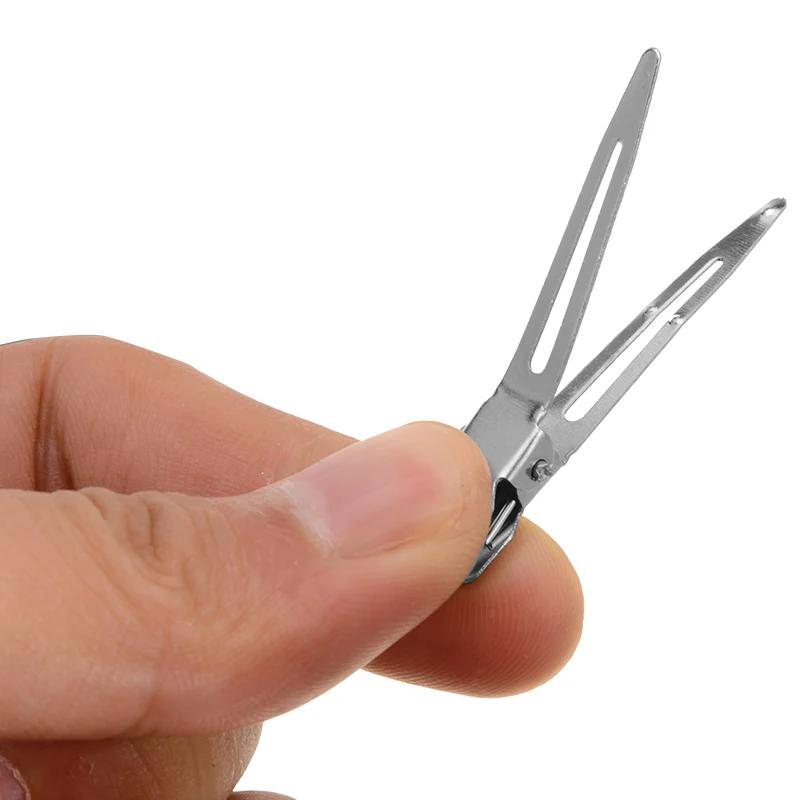 Mayitr 50pcs Hair Alligator Clips  DIY Silver Flat Metal Single Prong Alligator Hair Clip Barrette For Hair Style Tools