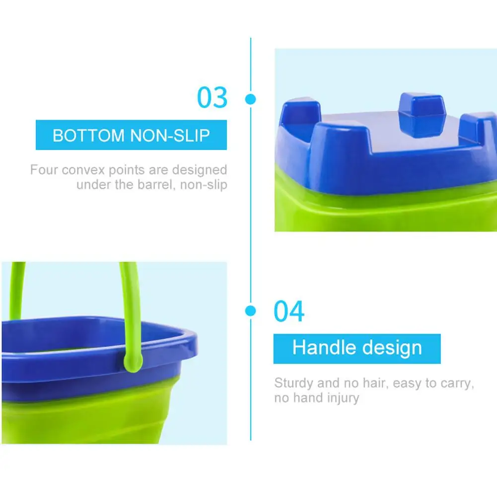 Very best  Beach Bucket Sand Toy For Kids Foldable Beach Pail Silicone Collapsible Buckets Summer Party Playin