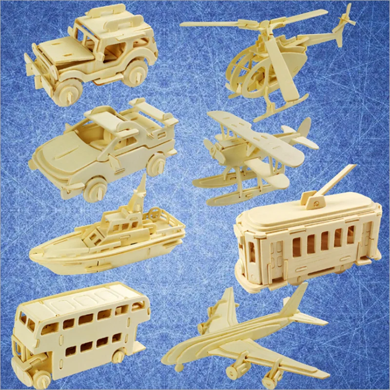 

3D simulation wooden portable jigsaw puzzle car model children's handmade creative assembly toy education development gift