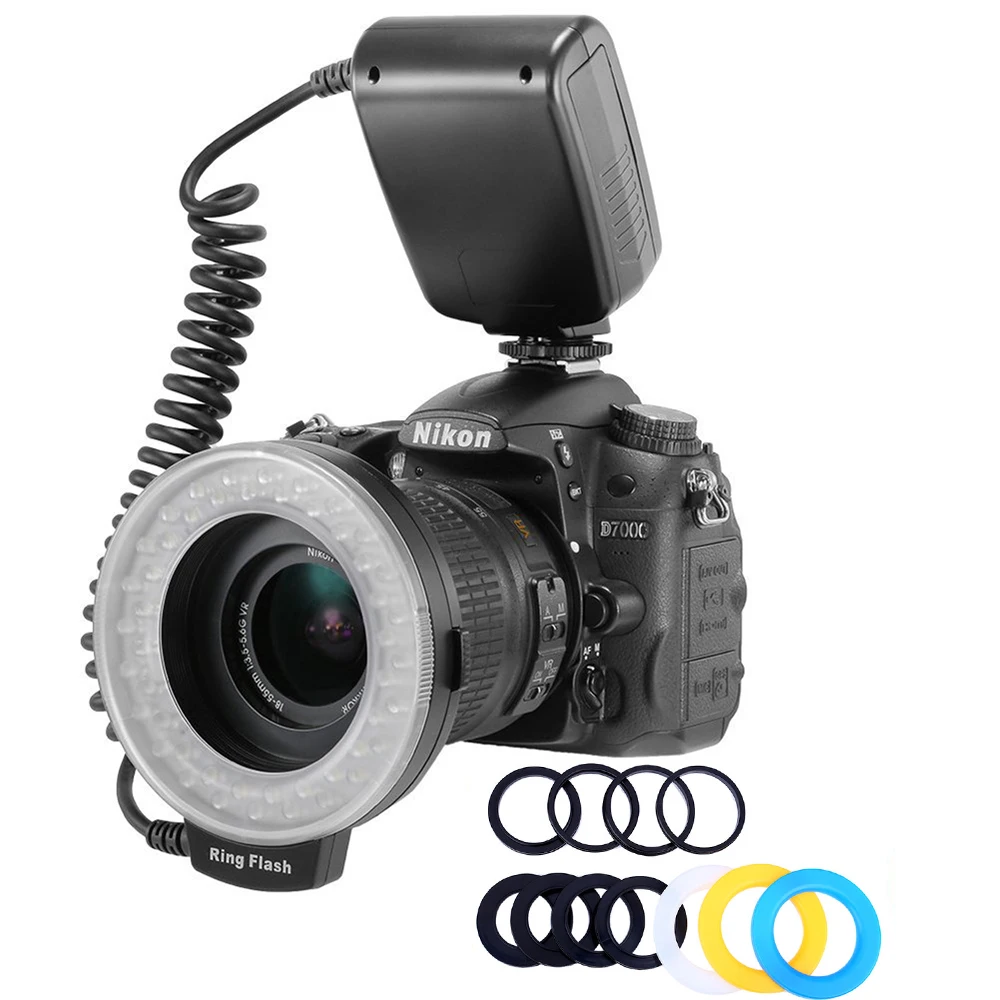Светодиодная Кольцевая вспышка для макросъемки Canon Nikon Pentax Olympus Panasonic|Макро- и