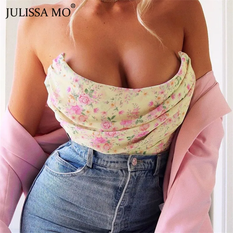 Женский корсет с открытыми плечами JULISSA MO летний укороченный топ цветочным