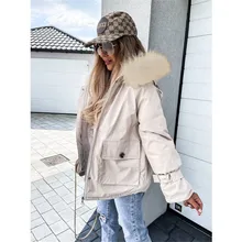 

Cotton Padded Jacket 2021 Autumn And Winter New Plus Velvet Thick Short Padded Coat European And American Hooded Plus Size