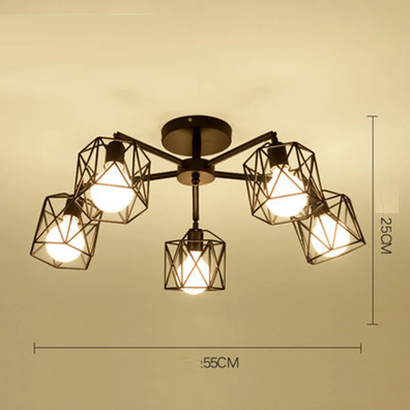 Винтажные потолочные светильники для домашнего освещения, светильник из кованого железа, потолочный светильник для гостиной, Lamparas De Techo - Цвет корпуса: S
