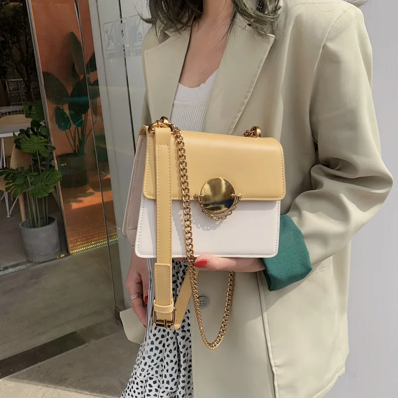 

2019 new texture ladies chain shoulder Messenger bag Hong Kong style simple Joker small square bag