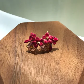 

minority enamel glaze color 20 new taste summer bamboo peach blossom Gem Ear Hook Earrings