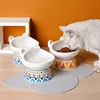 Ceramic Protection Of The Cervical Spine Anti-overturning High-foot Oblique Mouth Pet Double Bowl Cat Food Bowl 3