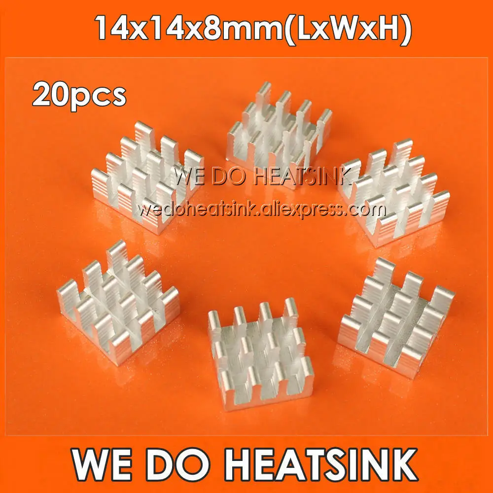 

WE DO HEATSINK 20pcs 14x14x8mm Passive Heatsink MOSFET Chipsink Heat Sink With Pin Fins