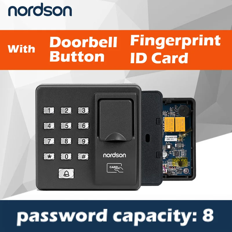 Nordson Original Door Standalone RFID Biometric Fingerprint Access Control Device Connect Electric Lock/Exit Button/Doorbell