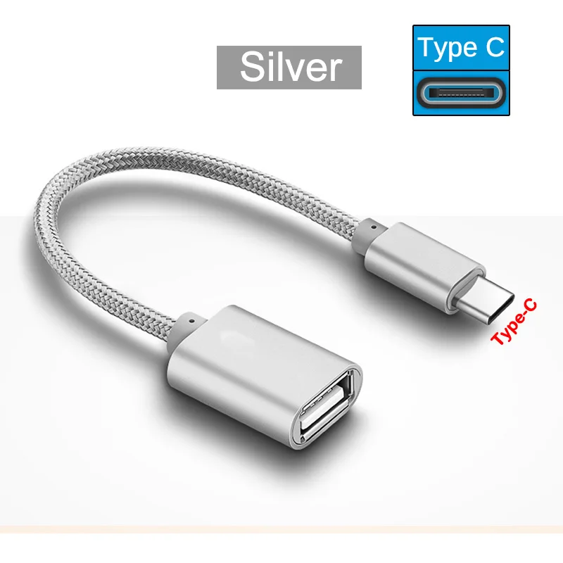 Mi cro USB и type C OTG адаптер для samsung huawei USB OTG кабель для Xiaomi Redmi mi Reader Разъем для Oneplus sony кабель usbc - Цвет: Silver for Type C