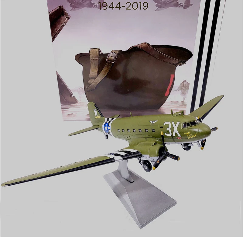 1:100 C47 транспортный самолет Второй мировой войны США 101 Airborne Division сплав модель 75-летие битвы Нормандия - Цвет: 3X