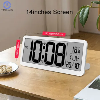 

Large Screen Wall Clock LCD Electronic Digital Living Room Decoration Duble Alarms Perpetual Calendar Temperature Mirror Modern