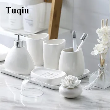 

Ceramic imitation Bathroom Accessory Set Washing Tools Bottle Mouthwash Cup Soap Toothbrush Holder Household Articles