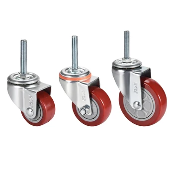 

uxcell 1-2PCS 2.5inch 3inch 4inch 5inch Dia Wheel Swivel Caster Wheel Furniture PU Casters M12 x 60mm Threaded Stem