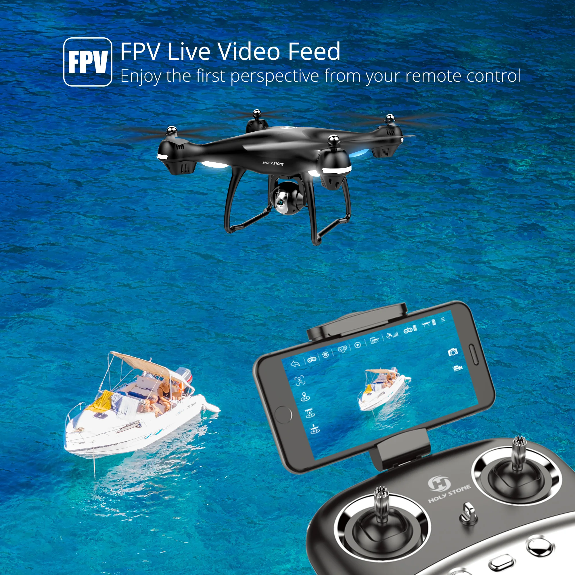 GPS дроны Holy Stone HS100 с HD камерой 1080P FPV Wifi Дрон RC Квадрокоптер 120 ° FOV широкоугольный