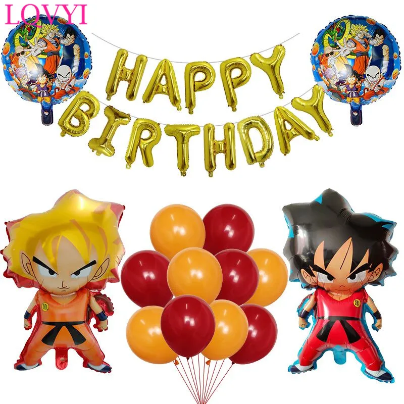 1 компл. Мультфильм WUKONG воздушный шар Dragon Ball Globos С Днем Рождения украшения для детских игрушек супер герой воздушный шар Детские Globos - Цвет: Золотой