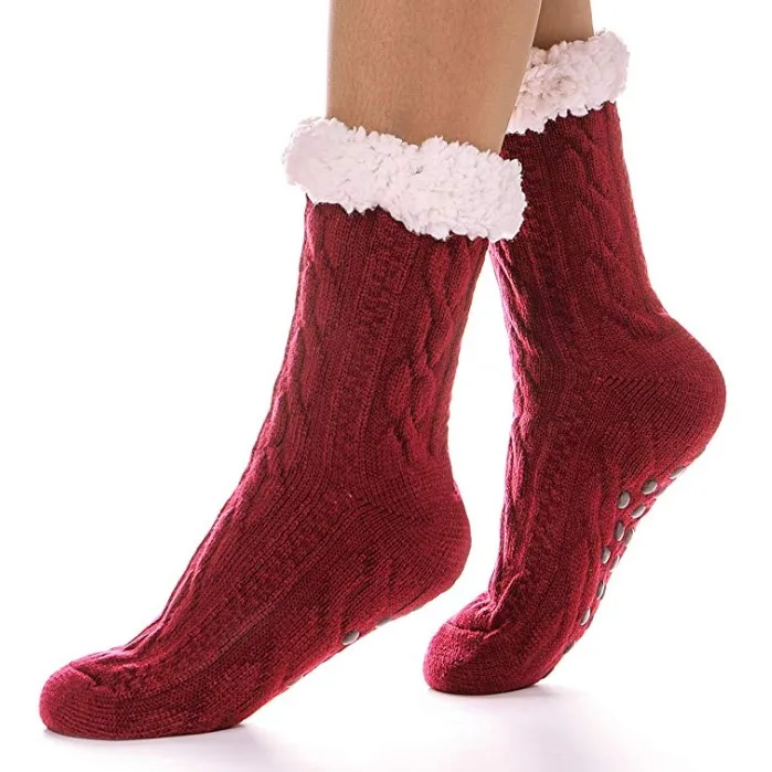 Носки-тапочки Huggle ультра-плюшевые носки-тапочки сохраняют всю стопу и лодыжку в полном комфорте и тепле - Цвет: Красный