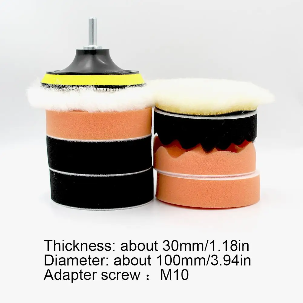 10PCS 4 inch Car Polishing Disc For M10 Threaded Tools Car Polishing Pad Set Sponge Polishing Waxing Buffing Pads Polishing Care