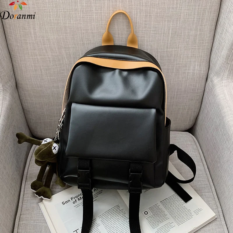 

DORANMI Solid Soft Leather Women's Backpack 2019 Female Rucksacks Large Capacity Back Schoolbag Buckle Back Book Mochila PUBG366