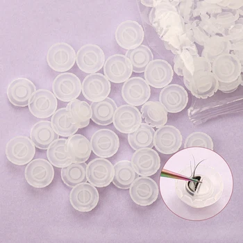 100 pcs Eyelash Glue Holder Grafting Eyelashes Quick Blossom Cup Ring Eyelash Extension Adhesive Stand Disposable Tattoo ring 1