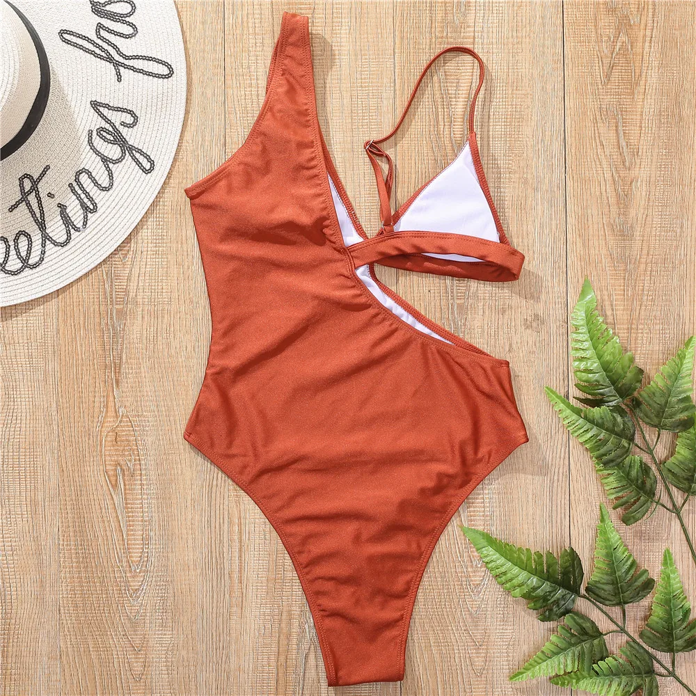 Sexy Solid One Piece Swimsuit Women Lady High Leg Cut Thong Swimwear Push Up Bathing Suit Trikinis Monokini Summer Balck bodysuit women