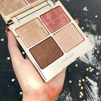 

GUICAMI 4 Colors Face Highlighter Makeup Face Brighten Contouring Shimmer Shiny Highlighter Powder Palette Bronzer