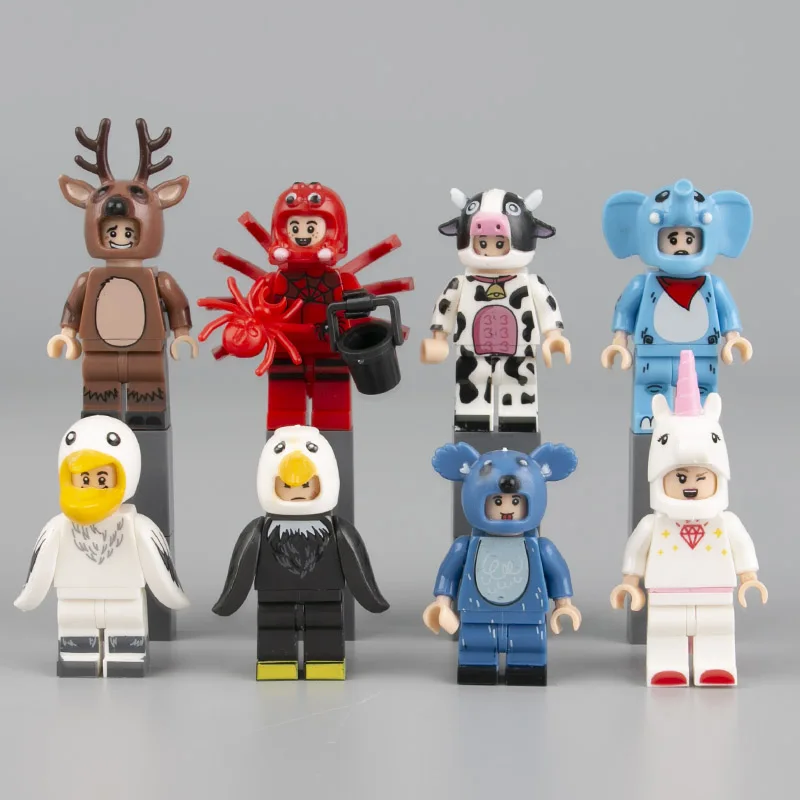 

Cartoon Movie Series Animal Blocks Cow Elephant Elk Bald Eagle Unicorn Spider Koala Story Building Blocks Kid Toys Gifts C133