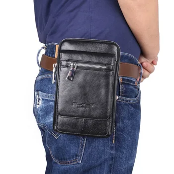 

XiaoDuoLi Brand Genuine Leather Casual Crossbody Shoulder Bag Men Messenger Bags Men's Waist Pack Hook Cell Phone Pouch Case