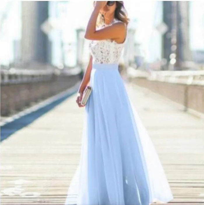 New Arrival Spring Evening Party Hollow Out Beach Dress Womens Boho Sleeveless Maxi Dress Party dresses