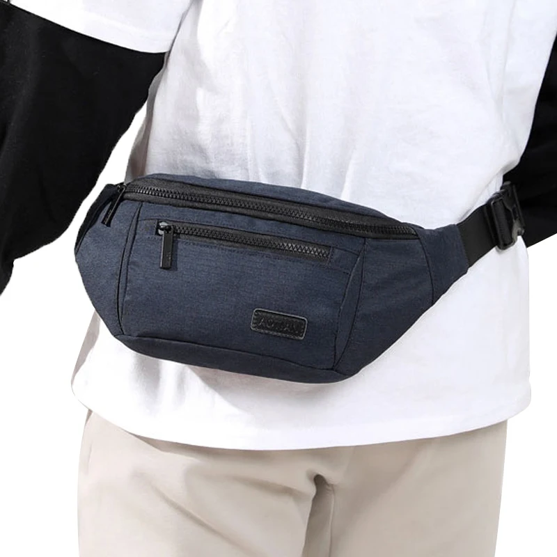 

Men Canvas Waist Bag Women Large Capacity Waterproof Fanny Pack Fashion Male Simple Wear Resistant Big Black Belt Bag G103