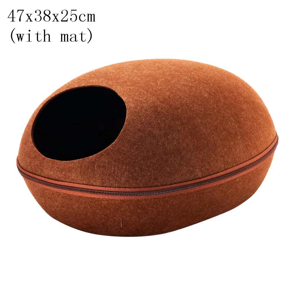 brown Лежанка для питомца кошки, спальная корзина, подушка для собаки, кошки, домик для кошки, пещерное гнездо для маленьких собак, питомник, собачий коврик, войлочная ткань для домашних животных, кровати - Цвет: brown