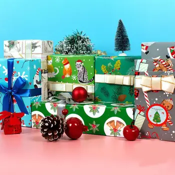 

6 Sheets 50x70cm Gift Wrapping Paper Present DIY Packing Wraps for Xmas Party N0HE