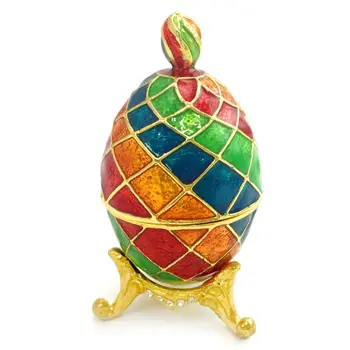 

Colorful Faberge-Egg Hand Painted Jewelry Trinket Box Gift for Easter Home Decor E15E