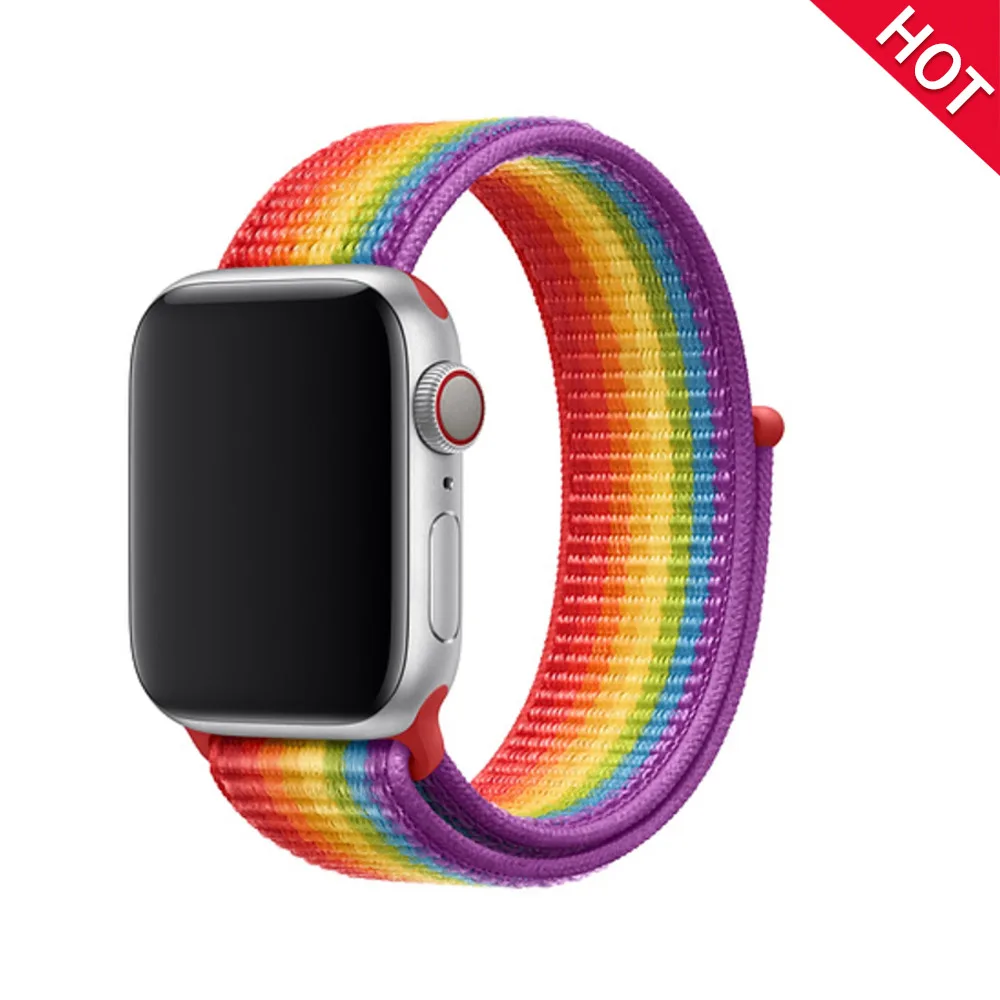 Спортивный ремешок для apple Watch 42 мм с iwatch 38 мм 44 мм 40 мм correas apple Watch 5 4 3 браслет нейлон 2/1 - Цвет ремешка: Rainbow color