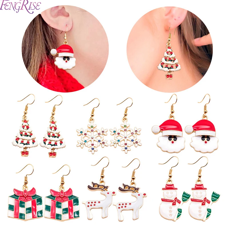 

Christmas Santa Claus Snowman Necklace Snowflake Eardrop Christmas Decoration For Home Christmas Gifts Cristmas Happy New Year