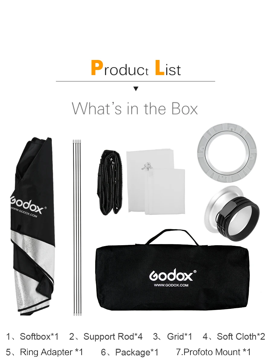 Софтбокс Godox 22x90 см " x 35" Портативный Прямоугольный сотовый софтбокс с решеткой мягкая коробка с креплением Profoto для студийной вспышки