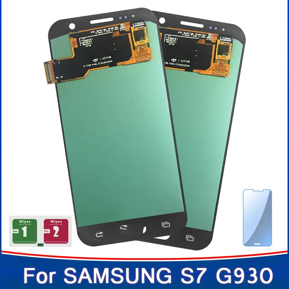 

2PCS Super AMOLED LCD For Adjustable Brightness Samsung Galaxy S7 G930A G930F SM-G930F LCD Touch Screen Sensor Panel Parts
