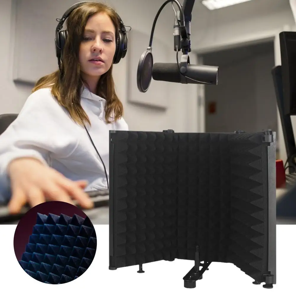 3/5 Panels Adjustable Microphone Isolation Shield Cover Wind Screen Pop Filter Foldable For Studio Mic Recording Soundproofing