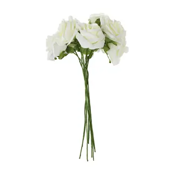 

Ivory Artificial Foam Rose Bouquet 10 PE Floral Flowers Bridal Wedding Decor 7cm
