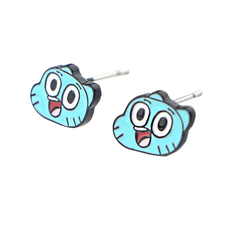K880, 1 пара, удивительный мир, Gumball, милые серьги-гвоздики для женщин, детей, эмаль, пирсинг, серьги, ювелирные изделия, подарки для девочек