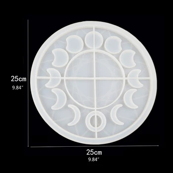 

Large Moon Phase Round Tray Resin Mold Crescent Half Full Moon Silicone Molds