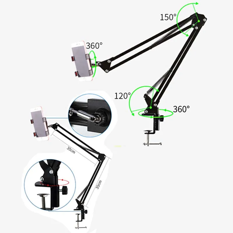 Metal Strong Arm Mobile Phone Holder Lazy Bed Stand Desk Phone Holder Support For iPhone Xiaomi Hua