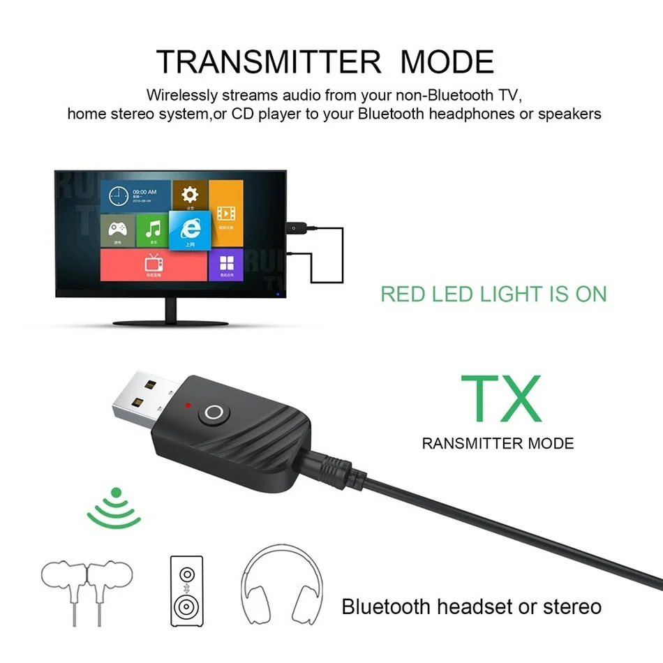 BT Bluetooth Transceiver Adapter Bluetooth Aux Adaptor Bluetooth Audio Receiver Bluetooth Adapter Audio Adapter Wireless USB Adapter 3 in 1 Wireless USB Bluetooth 5.0 Adapter Audio Receiver Transmitter 3.5mm AUX adaptador for car TV PC Computer Home Stereo