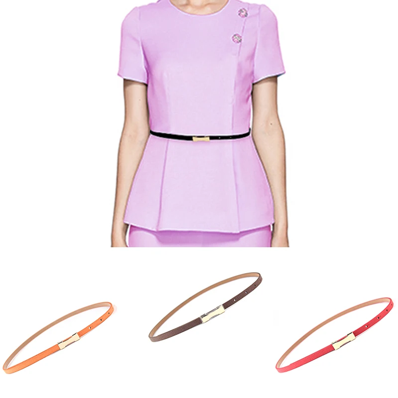 

Causul Fashion Popular Women Imitation Pigskin Candy Color Belt Thin Section Elastic Belt Dress Clothing Accessories Waistband