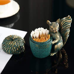 European Toothpick Box Squirrel Decoration Creative Cotton Swab Box Nordic Light Luxury Toothpick Container Storage Box European Toothpick Box Squirrel Decoration Creative Cotton Swab Box Nordic Light Luxury Toothpick Container Storage Box