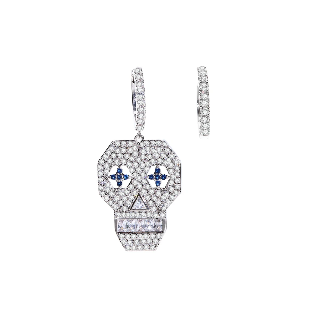 

Punk Rock Hiphop Skeleton Skull Earrings for Women Silver Gold Color Copper CZ Earrings Kolczyki Pendientes Calavera Mujer Moda