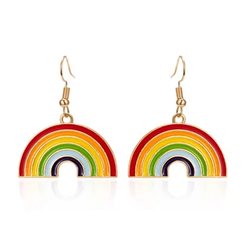 

Rinhoo Cute Rainbow Dangle Earrings For Women Pendientes Jewelry Simple Girls Brincos Colorful LGBT Rainbow Charm Drop Earrings
