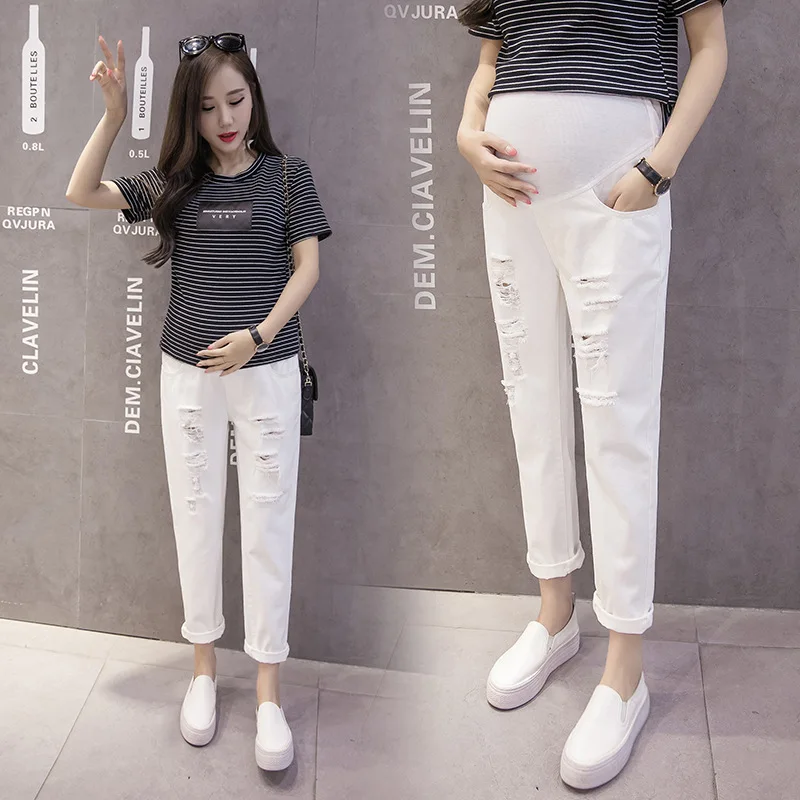 

Fashion Mom New Style Maternity Jeans Summer CAT'S Paw Spring And Autumn Outer Wear Capri Pants Abdominal Support Fashion Pregna
